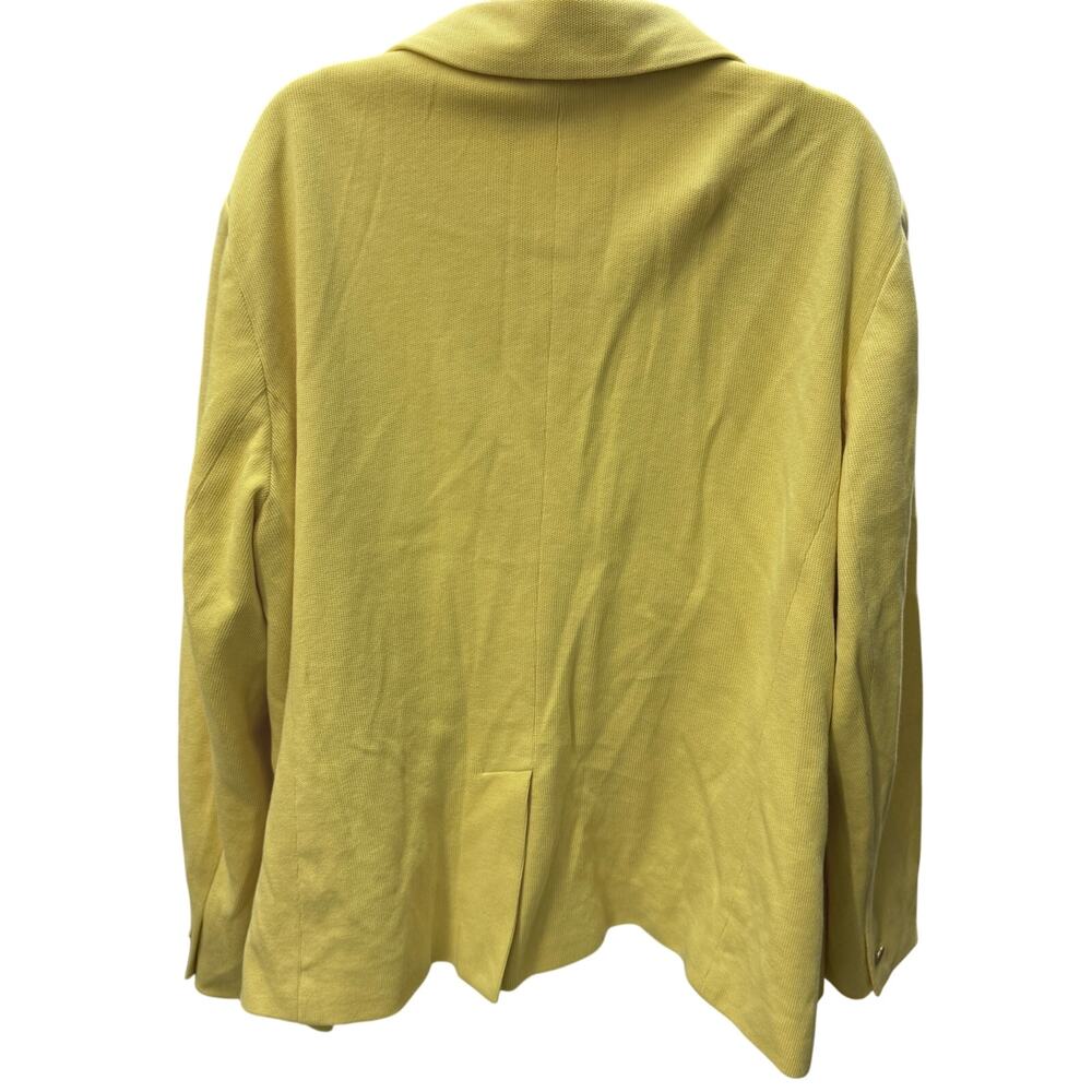 Talbots Women Blazer Jacket SZ 22 Yellow Nautical Anchor Lining 100% Cotton Knit - Picture 3 of 5